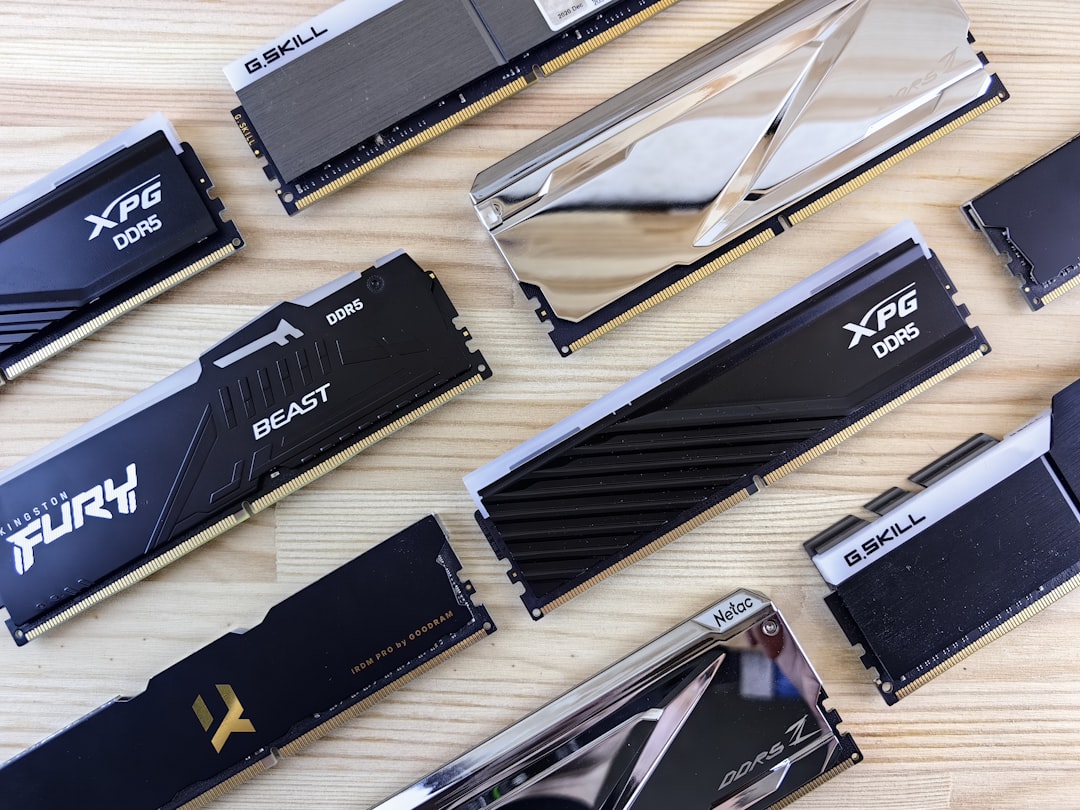 a bunch of different types of memory cards on a table